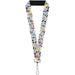 Lanyard - 1.0" - Music Notes Stars White Black Multi Color Lanyards Buckle-Down   