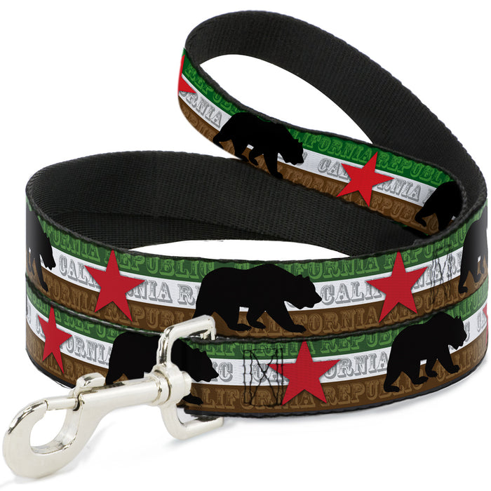 Dog Leash - Cali Bear Silhouette & Star/CALIFORNIA REPUBLIC Green/White/Brown/Black/Red Dog Leashes Buckle-Down   