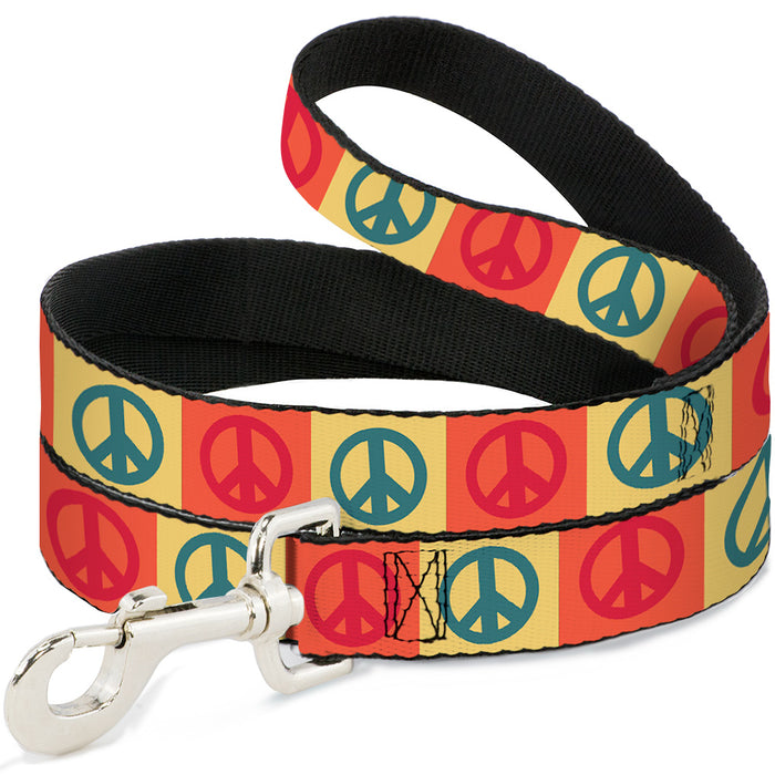Dog Leash - Peace Blocks Red/Yellow/Blue Dog Leashes Buckle-Down   