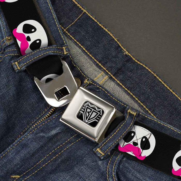BD Wings Logo CLOSE-UP Full Color Black Silver Seatbelt Belt - Panda Face w/Pink Mustache Webbing Seatbelt Belts Buckle-Down   