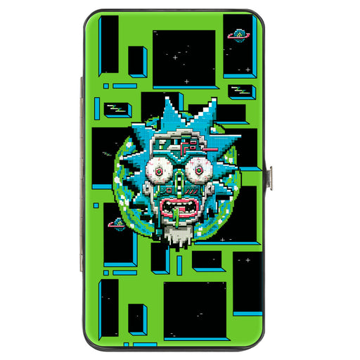 Hinged Wallet - Rick and Morty Logo and Circuit Faces and Blocks Multi Color Hinged Wallets Rick and Morty   