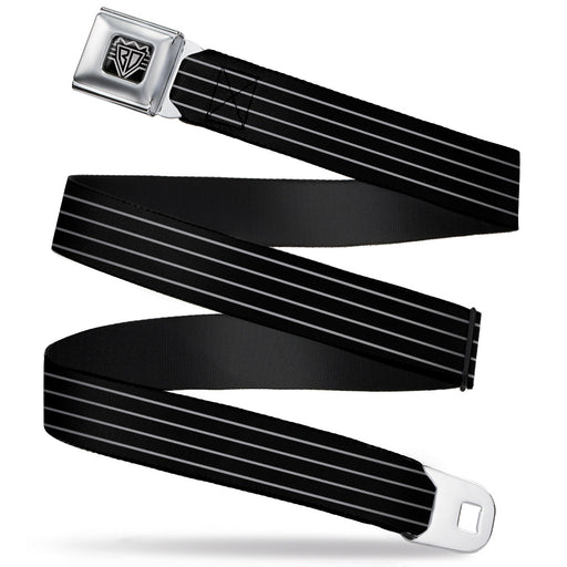 BD Wings Logo CLOSE-UP Full Color Black Silver Seatbelt Belt - Pinstripes Black/Gray Webbing Seatbelt Belts Buckle-Down   