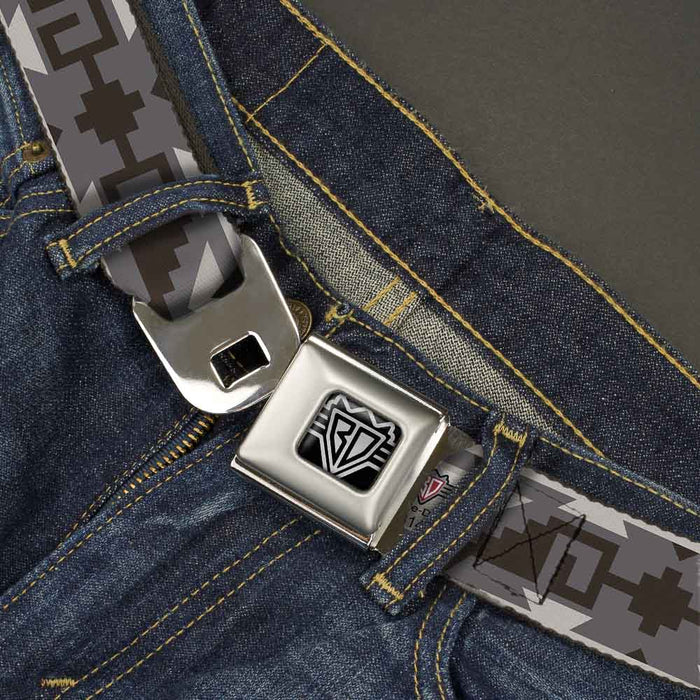 BD Wings Logo CLOSE-UP Full Color Black Silver Seatbelt Belt - Navajo2 Grays Webbing Seatbelt Belts Buckle-Down   