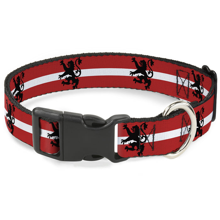 Plastic Clip Collar - Rampant Lion Repeat/Stripes Red/White/Black Plastic Clip Collars Buckle-Down   