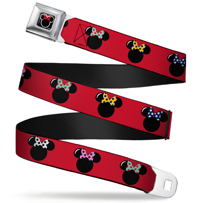 Minnie Mouse Outline Full Color Black White Red Polka Dot Seatbelt Belt - Minnie Mouse Silhouette Red/Black/Polka Dot Webbing Seatbelt Belts Disney   