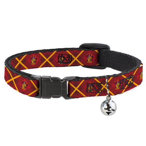 Cat Collar Breakaway with Bell - Harry Potter Gryffindor Crest Plaid Reds/Gold Breakaway Cat Collars The Wizarding World of Harry Potter   