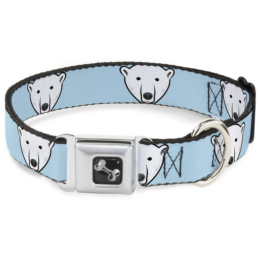 Dog Bone Seatbelt Buckle Collar - Polar Bear Repeat Baby Blue Seatbelt Buckle Collars Buckle-Down   