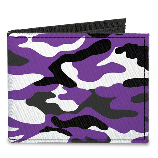 Canvas Bi-Fold Wallet - Camo Purple Black Gray White Canvas Bi-Fold Wallets Buckle-Down   