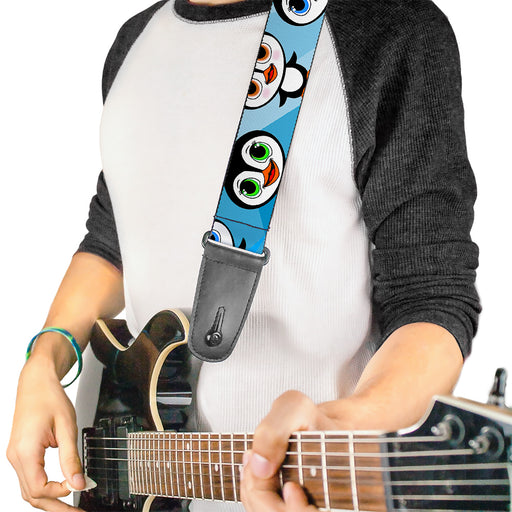 Guitar Strap - Cute Penguins Blue Bubbles Guitar Straps Buckle-Down   