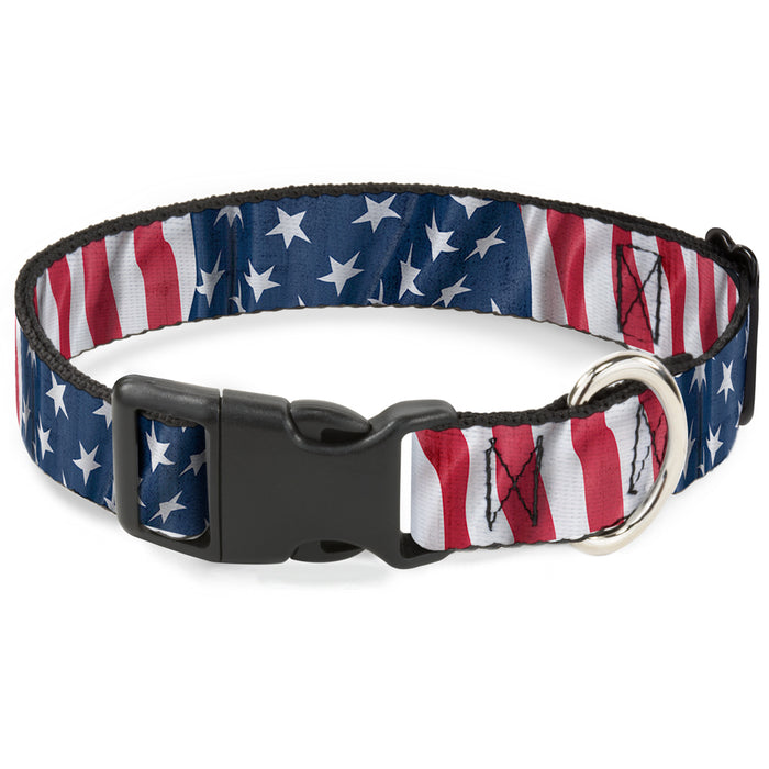 Plastic Clip Collar - American Flag Vertical CLOSE-UP Plastic Clip Collars Buckle-Down   