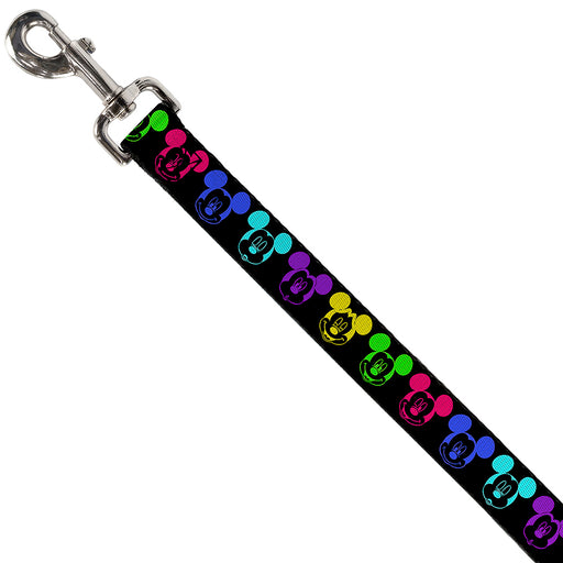 Dog Leash - Mickey Expressions Black/Multi Neon Dog Leashes Disney   