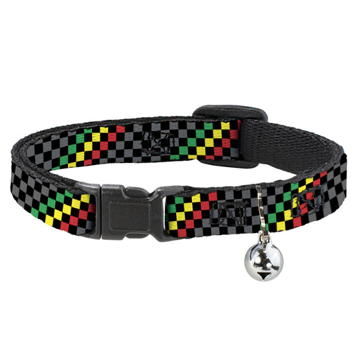 Cat Collar Breakaway - Checker Stripe Black Gray Rasta Breakaway Cat Collars Buckle-Down   