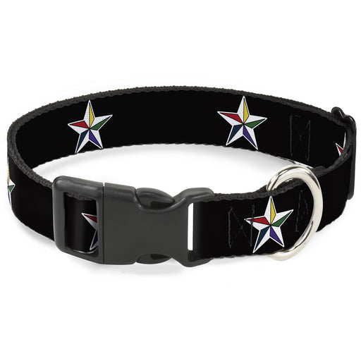 Plastic Clip Collar - Nautical Star Black/White/Multi Color Plastic Clip Collars Buckle-Down   