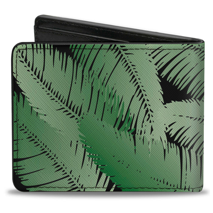 Bi-Fold Wallet - Palm Fronds Stacked Black Greens Bi-Fold Wallets Buckle-Down   