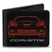 Bi-Fold Wallet - C6 Frontview + Rearview Blueprints Black Red Bi-Fold Wallets GM General Motors   