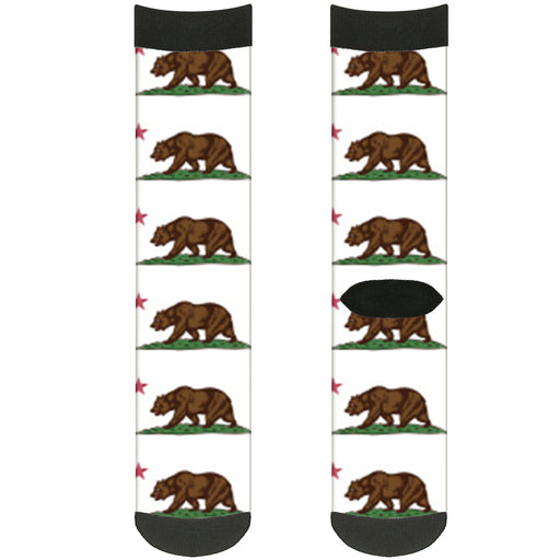 Sock Pair - Polyester - Cali Bear White - CREW Socks Buckle-Down   