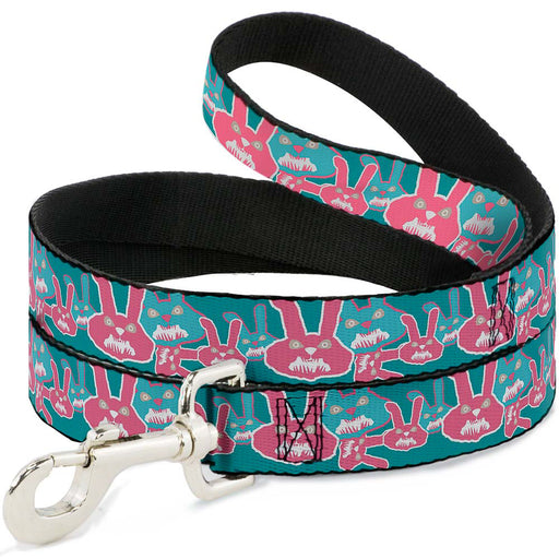Dog Leash - Angry Bunnies Turquoise/Pinks Dog Leashes Buckle-Down   