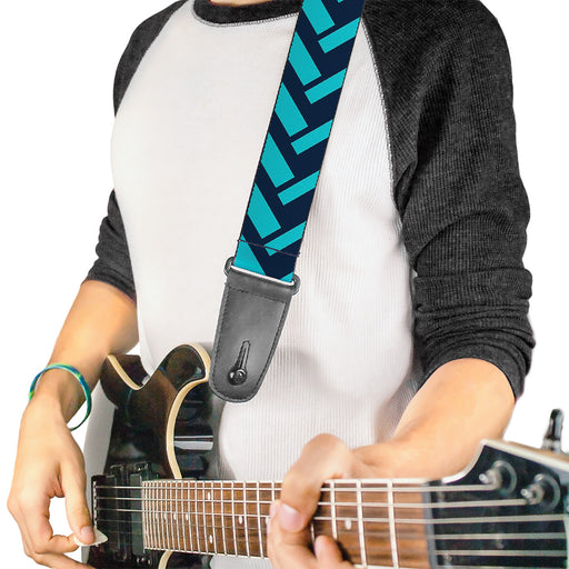 Guitar Strap - Jagged Chevron Navy Turquoise Guitar Straps Buckle-Down   