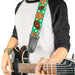 Guitar Strap - Fried Chicken & Waffles Plaid White Green Guitar Straps Buckle-Down   