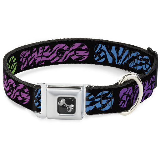Dog Bone Seatbelt Buckle Collar - SWAGG Black/Zebra Multi Neon Seatbelt Buckle Collars Buckle-Down   