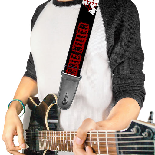 Guitar Strap - ZOMBIE KILLER Zombie Target Black White Red Guitar Straps Buckle-Down   