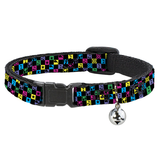 Cat Collar Breakaway - Musical Checkers Black Neon Breakaway Cat Collars Buckle-Down   