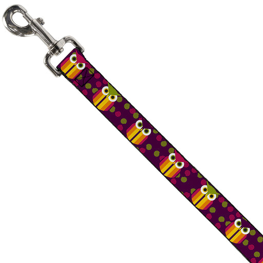 Dog Leash - Owls Striped w/Swirls Purple Dog Leashes Buckle-Down   