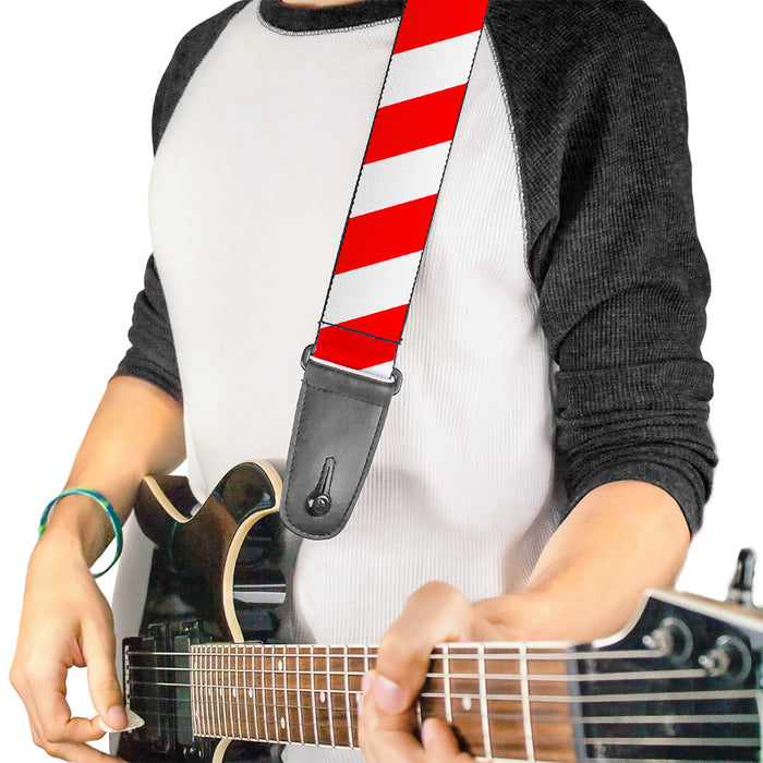Guitar Strap - Candy Cane2 Stripe White Red Guitar Straps Buckle-Down   