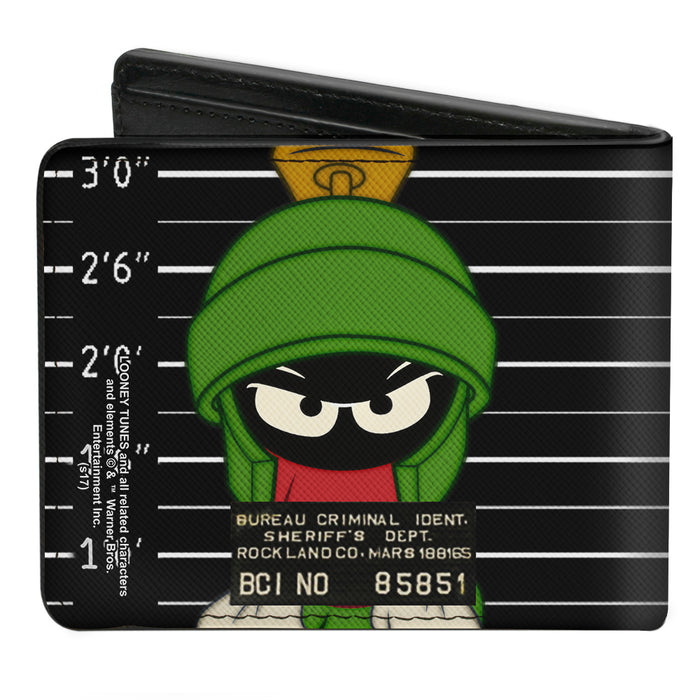 Bi-Fold Wallet - Marvin the Martian ROCKLAND CO Mug Shot Black White Bi-Fold Wallets Looney Tunes   
