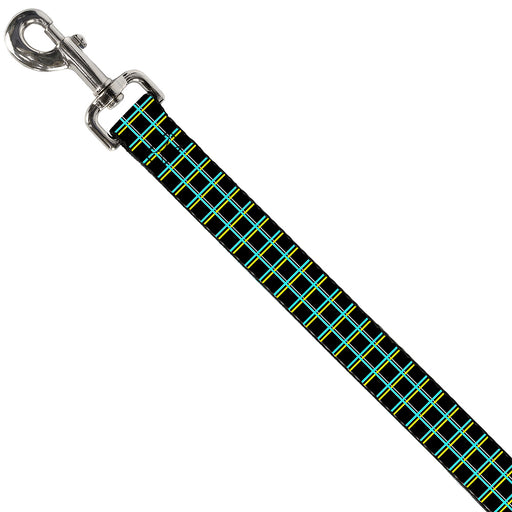 Dog Leash - Wire Grid Black/Turquoise/Yellow Dog Leashes Buckle-Down   