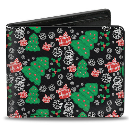 Bi-Fold Wallet - Christmas Collage Black White Green Red Bi-Fold Wallets Buckle-Down   