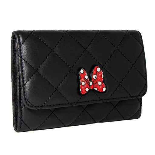 Women's Fold Over Wallet Rectangle - Minnie Mouse Bow Clutch Snap Closure Wallets Disney   