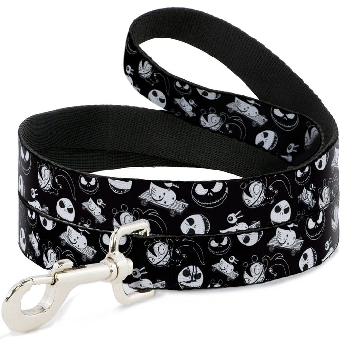Dog Leash - Nightmare Before Christmas Jack Expressions/Scary Teddy/Killer Duck Collage Black/White Dog Leashes Disney   
