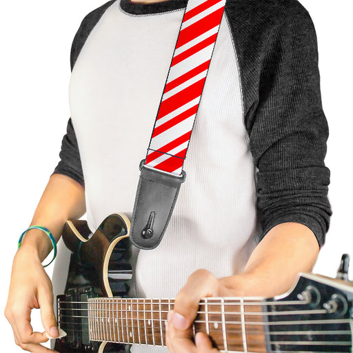 Guitar Strap - Candy Cane3 Stripe White 3-Red Guitar Straps Buckle-Down   