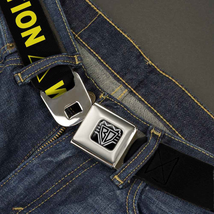 BD Wings Logo CLOSE-UP Full Color Black Silver Seatbelt Belt - CAUTION WATCH YOUR DUBSTEP Black/Yellow Webbing Seatbelt Belts Buckle-Down   