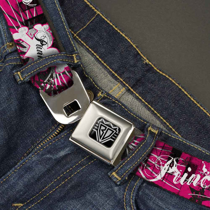 BD Wings Logo CLOSE-UP Full Color Black Silver Seatbelt Belt - Punk Princess w/Piano Keys Webbing Seatbelt Belts Buckle-Down   