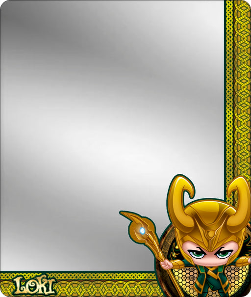 MARVEL AVENGERS Locker Mirror - Chibi Loki Pose Ornamental Weave Golds Greens Locker Mirrors Marvel Comics   