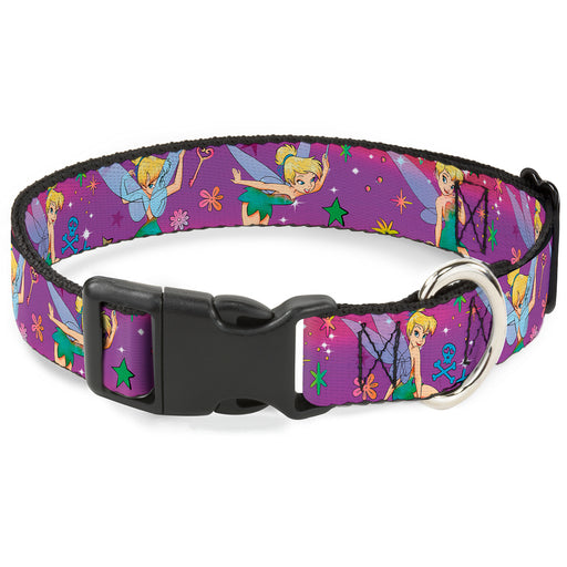 Plastic Clip Collar - Tinker Bell Poses/Flowers/Stars/Skull Purple Plastic Clip Collars Disney   