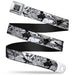 BD Wings Logo CLOSE-UP Full Color Black Silver Seatbelt Belt - Rising Sun White/Gray Webbing Seatbelt Belts Buckle-Down   