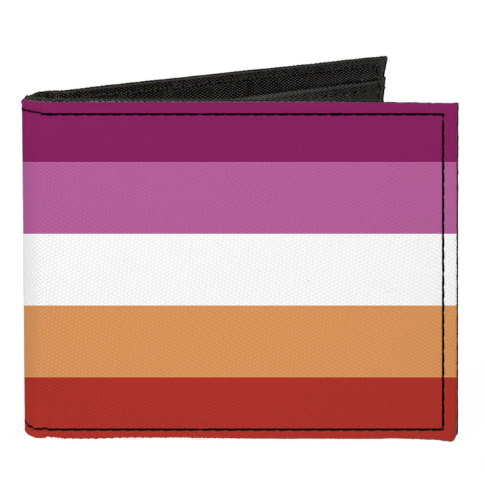 Canvas Bi-Fold Wallet - Flag Lesbian Five Stripe Oranges White Pinks Canvas Bi-Fold Wallets Buckle-Down   