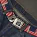 BD Wings Logo CLOSE-UP Full Color Black Silver Seatbelt Belt - American Flag Weathered Color Repeat Webbing Seatbelt Belts Buckle-Down   