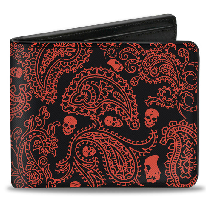 Bi-Fold Wallet - Bandana Skulls Black Orange Bi-Fold Wallets Buckle-Down   