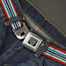 BD Wings Logo CLOSE-UP Full Color Black Silver Seatbelt Belt - Stripes Red/Blues/White Webbing Seatbelt Belts Buckle-Down   