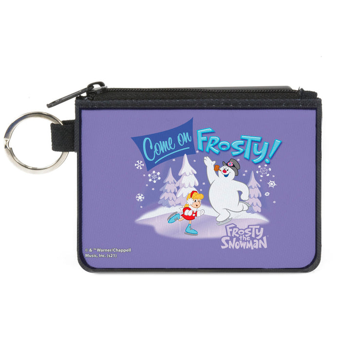 Canvas Zipper Wallet - MINI X-SMALL - FROSTY THE SNOWMAN Skating with Karen COME ON FROSTY! Purple Blues Canvas Zipper Wallets Warner Bros. Holiday Movies   
