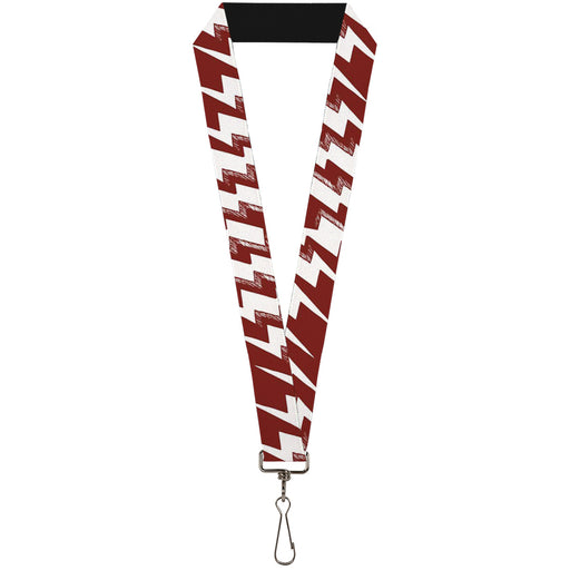 Lanyard - 1.0" - Lightning Bolts Sketch Red White Lanyards Buckle-Down   