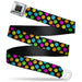 BD Wings Logo CLOSE-UP Black/Silver Seatbelt Belt - Smiley Faces Melted Mini Repeat Angle Black/Multi Neon Webbing Seatbelt Belts Buckle-Down   