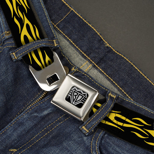 BD Wings Logo CLOSE-UP Full Color Black Silver Seatbelt Belt - Flame Yellow Webbing Seatbelt Belts Buckle-Down   