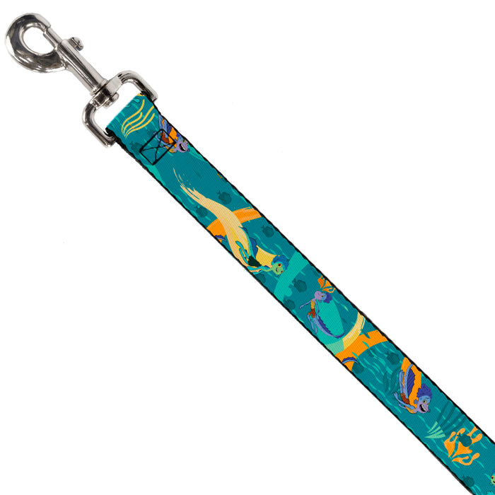 Dog Leash - Luca and Alberto Sea Monsters Swimming Poses Turquoise Blues Dog Leashes Disney   