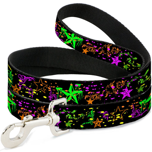 Dog Leash - Nautical Star Splatter Black/Neon Dog Leashes Buckle-Down   