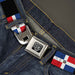 BD Wings Logo CLOSE-UP Full Color Black Silver Seatbelt Belt - Dominican Republic Flags/Black Blocks Webbing Seatbelt Belts Buckle-Down   